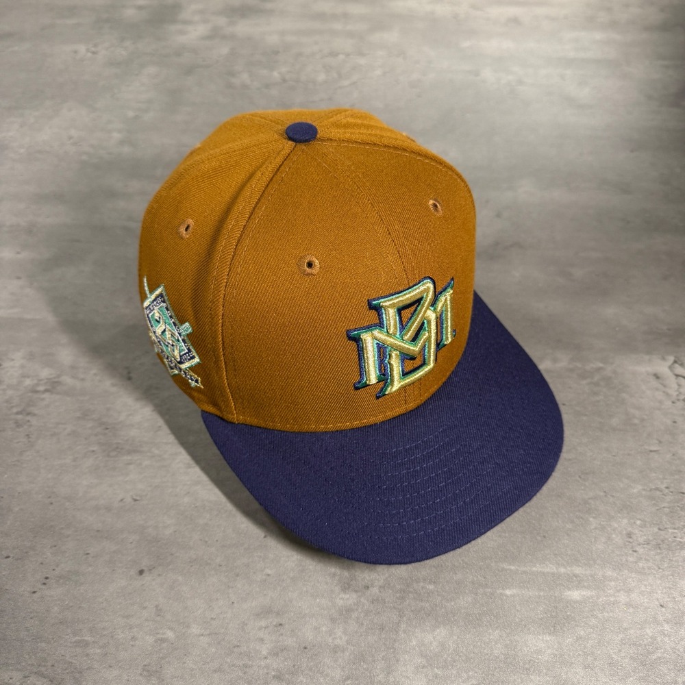 Topperz Milwaukee Brewers Hat New Era Cap 7‎ 1/4 Bourbon Brown Navy 2 Tone RARE